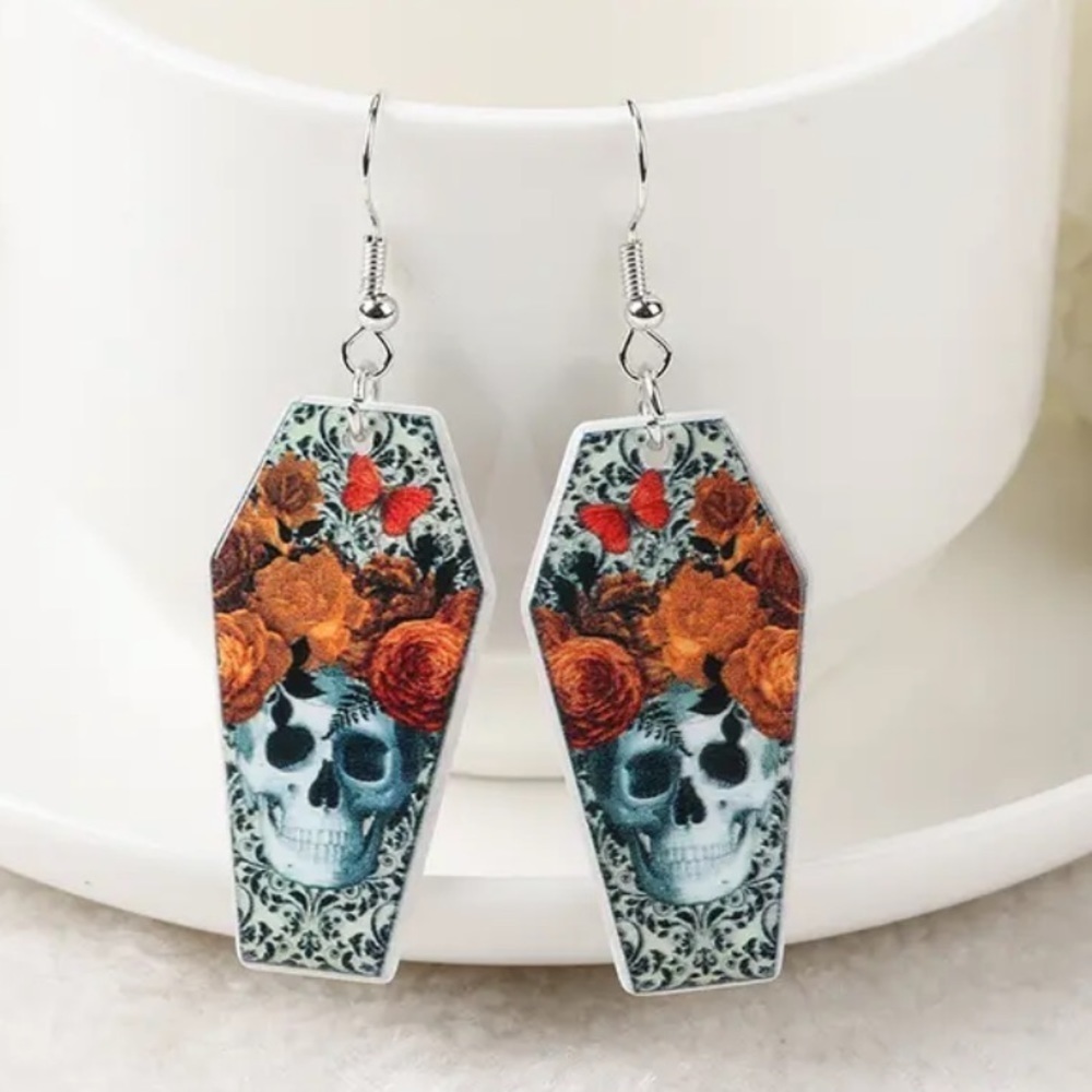 Coffin Skull Earrings